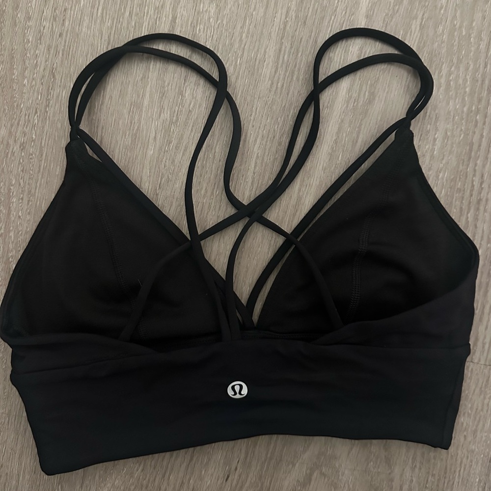 Lululemon athletica Pushing Limits Black Strappy Sports Bra Size 4